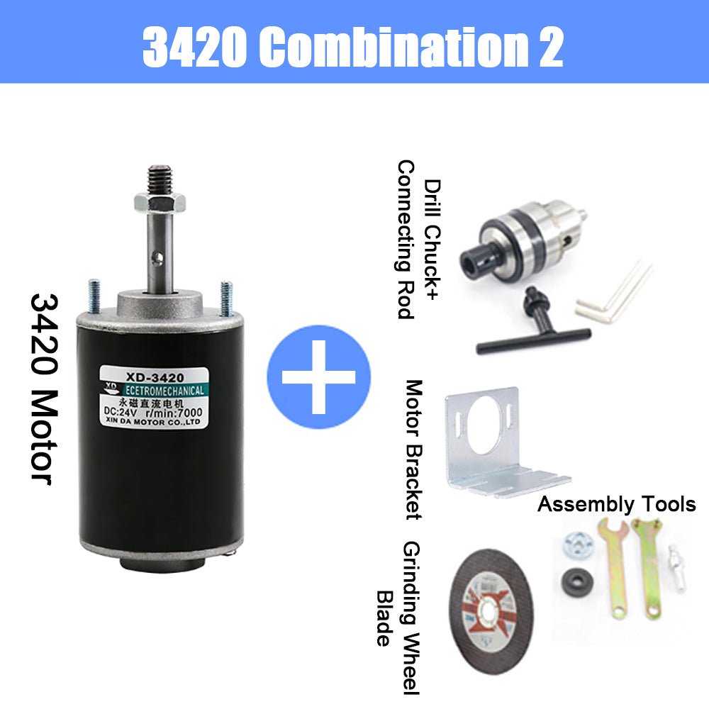 DC 12/24V Permanent Magnet High Speed Mini Motor 30W CW/CCW 3500/7000RPM XD - 3420 - HomeDIYer
