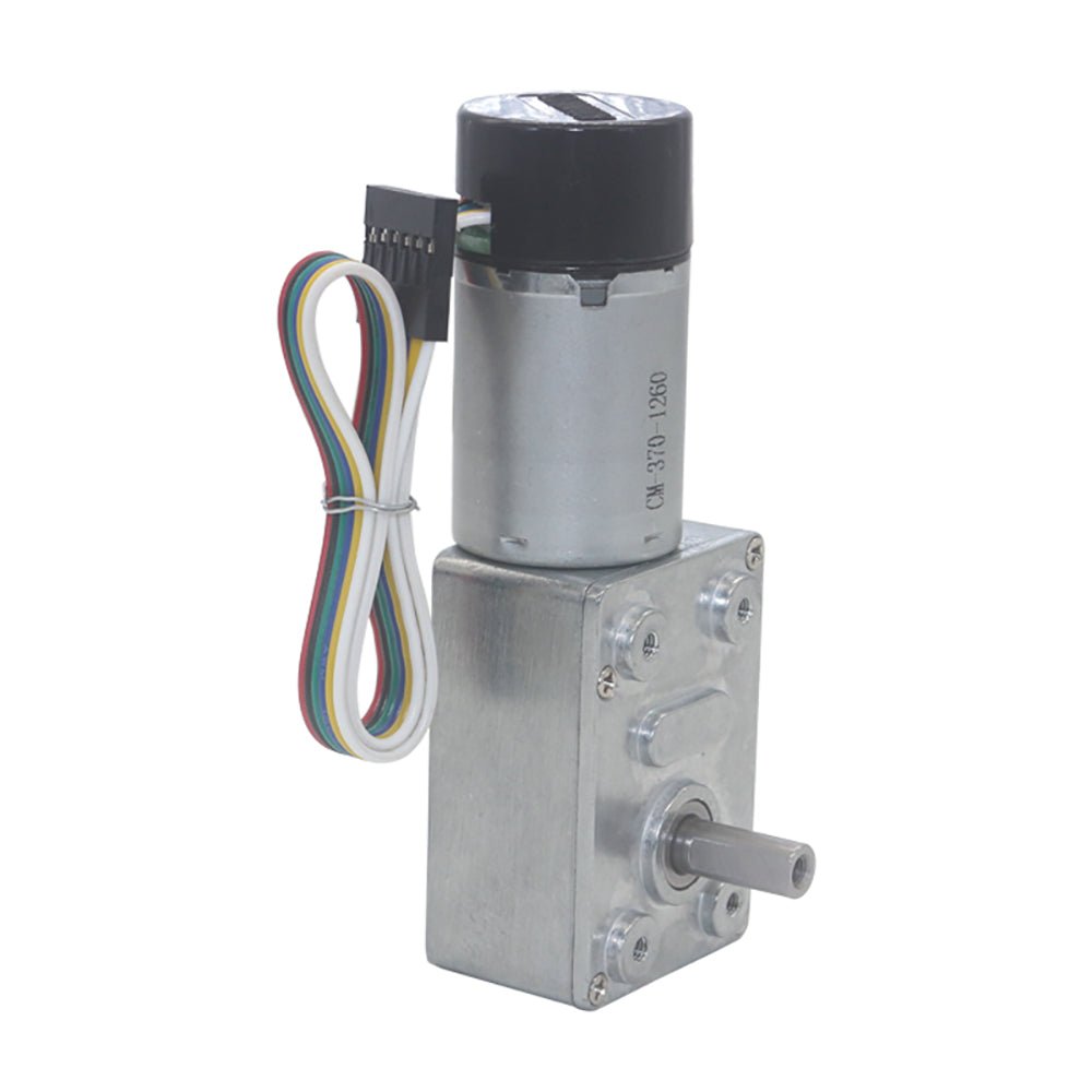 DC 6 - 24V JGY370 Metal Gearbox Turbo Worm Speed Reduction Gear Motor With Encoder - HomeDIYer