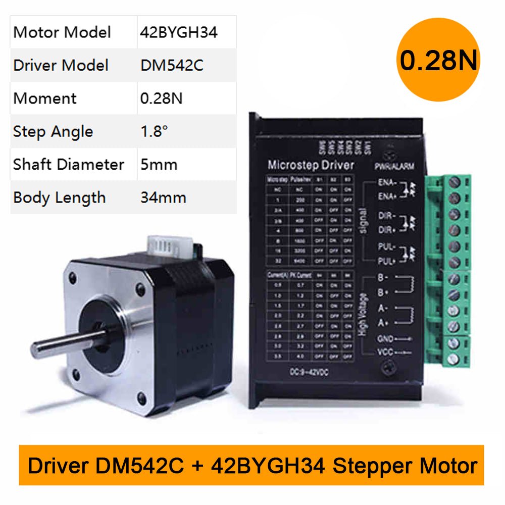 42BYGH34 Stepper Motor + TB6600 / DM542C Driver Controller 4A Micro - Step CNC Kit - HomeDIYer