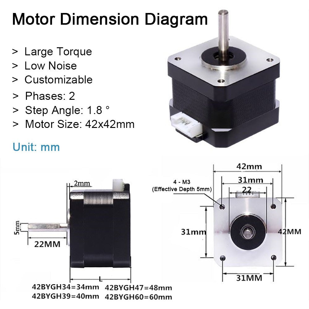 42BYGH34 Stepper Motor + TB6600 / DM542C Driver Controller 4A Micro - Step CNC Kit - HomeDIYer