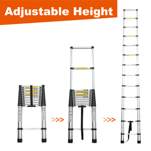 Telescoping Ladder 12.5FT, Telescopic Extension Ladder, Aluminum Alloy Folding Ladder Portable Multi - Purpose for Indoor Outdoor Work, Heavy Duty 300 lbs Load - HomeDIYer