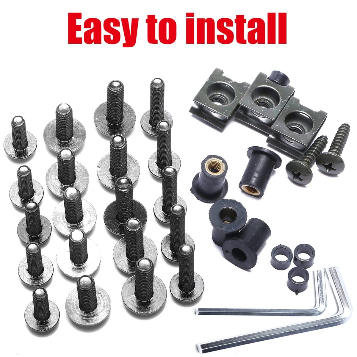 177 pieces Motorcycle fairing screws Windshield screws set M5 M6 aluminum Black/Red - HomeDIYer