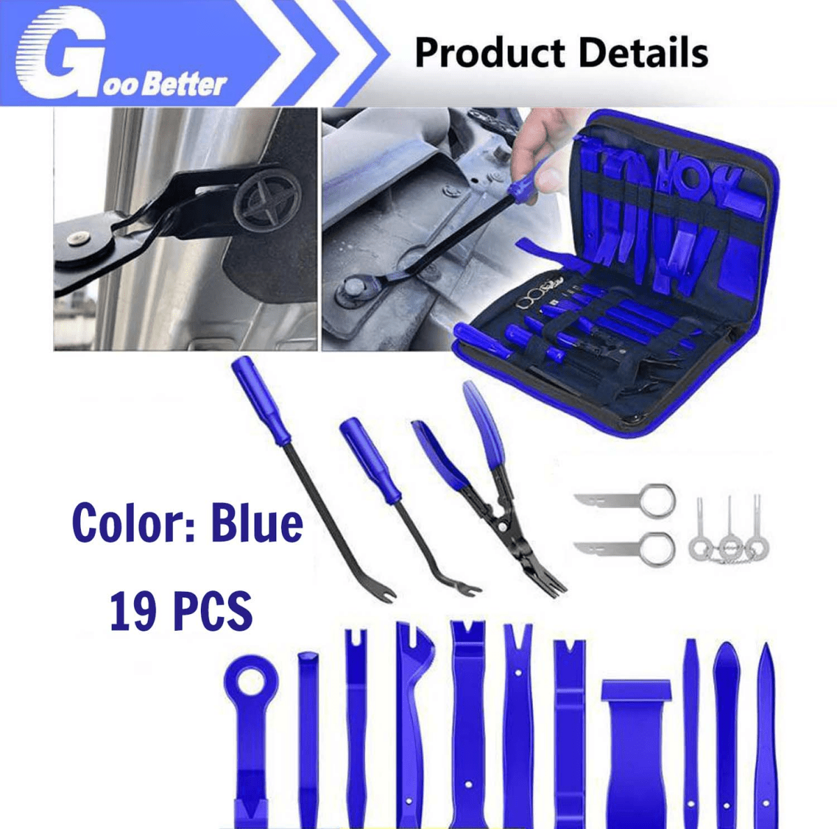 Interior Dash Part Remover Set Plastic Installer Pry Tool Kit Trim Removal Wedge - HomeDIYer