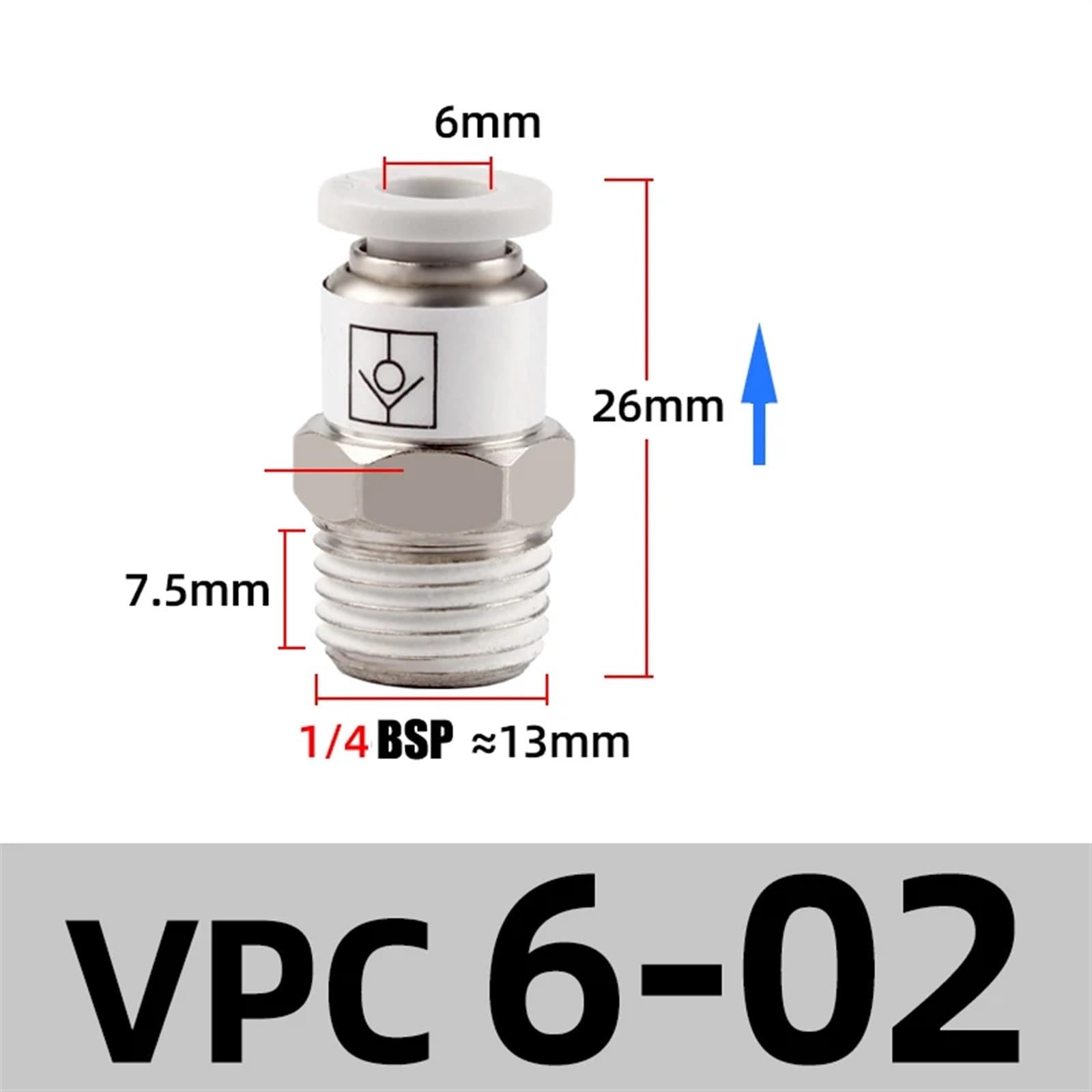 4 - 12mm Pneumatic Check Valve One Way Qucik Fitting Connector - Male Hex Stud - HomeDIYer