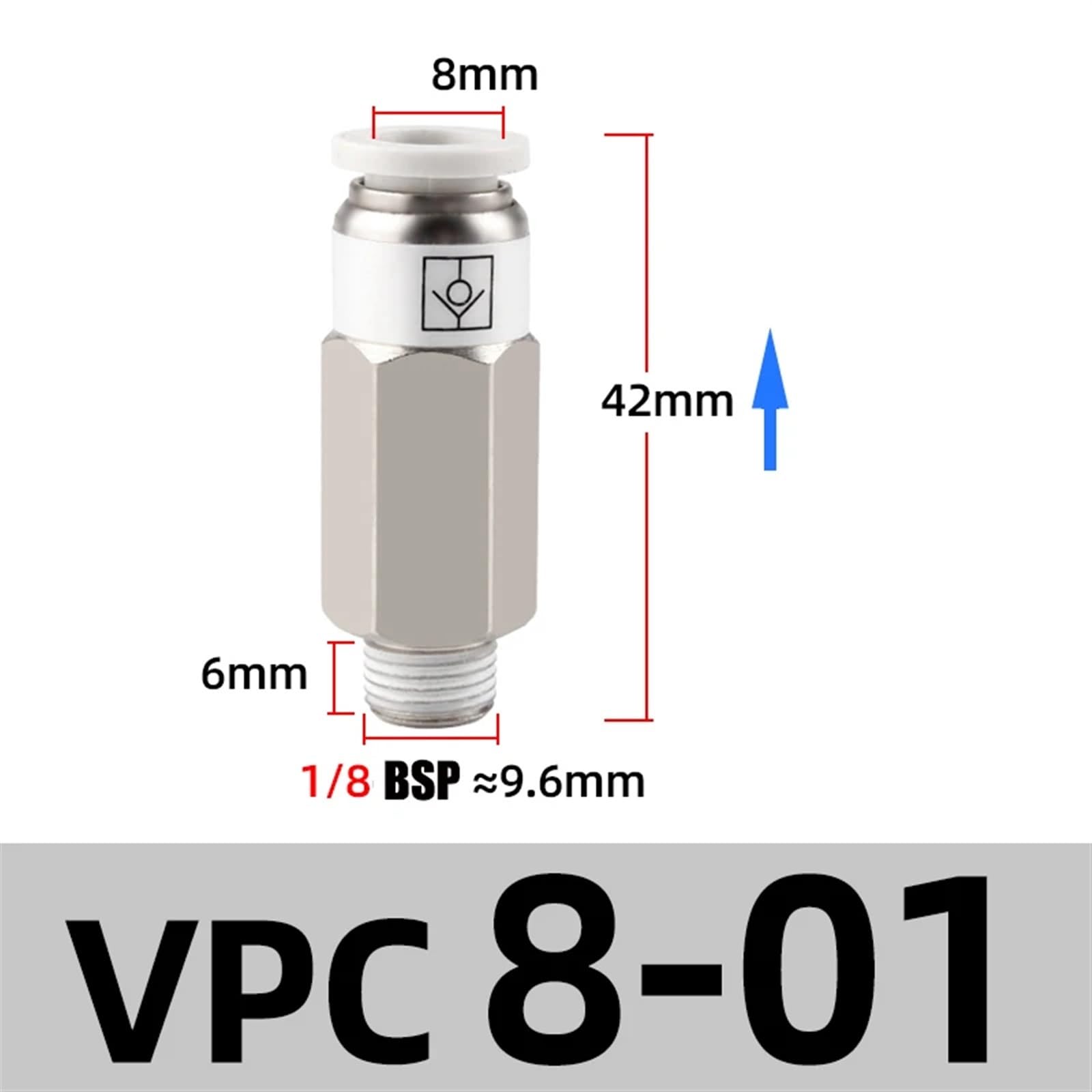 4 - 12mm Pneumatic Check Valve One Way Qucik Fitting Connector - Male Hex Stud - HomeDIYer