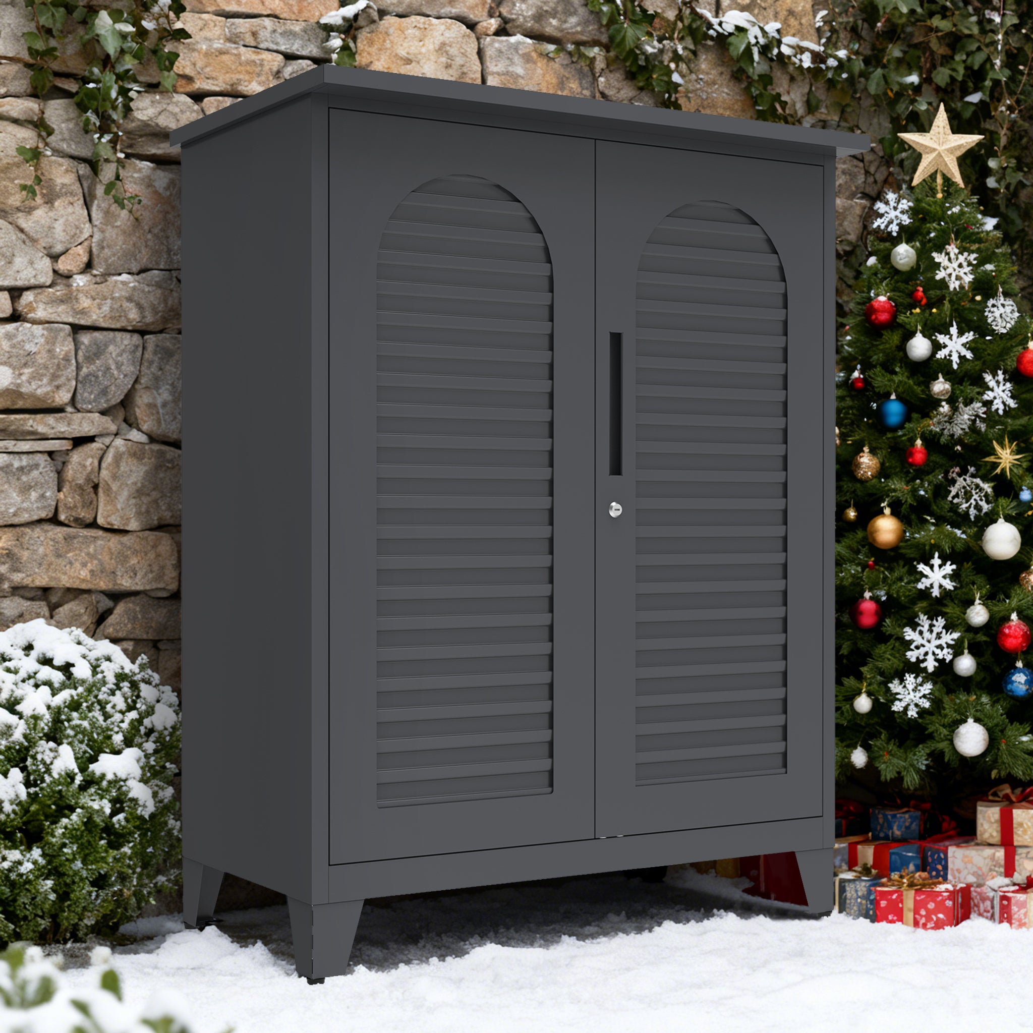 47'' Tall Metal Tool Storage Cabinet, with Ample Storage Space for Garage,Warehouse,Garden,Office, Living Room,Bathroom,Utility Room ( Slate )