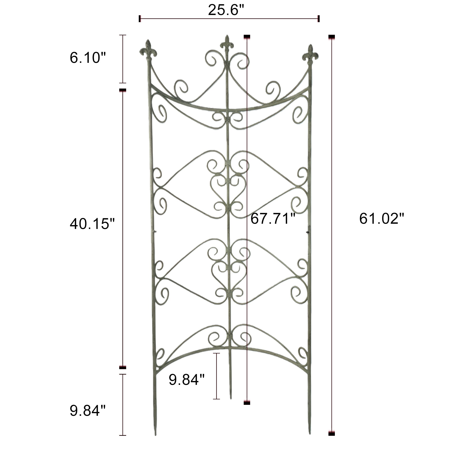 Sungmor 25.6'' by 67.72''Iron Garden Fence, Pretty Vintage Green Rustic Style Decorative Fence Pannels, Outdoor Yard Landscape Pathway Border Panels Anti Animal Flowers Plants Barrier Climbing Trellis