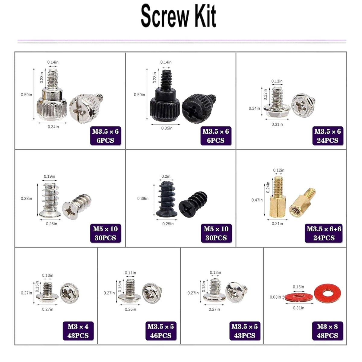 228pcs PC Screw Spacing Set Kit for Computer Case Hard Drives Motherboard Cooler - HomeDIYer