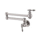 Wall Mount Folding Kitchen Pot Filler Faucet – Brushed Nickel Brass, 360° Swivel Arm &amp; Dual Handles | Space-Saving Stovetop Water Faucet