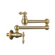 Wall Mount Folding Kitchen Pot Filler Faucet – Brushed Gold Brass, 360° Swivel Arm &amp; Dual Handles | Space-Saving Stovetop Water Faucet