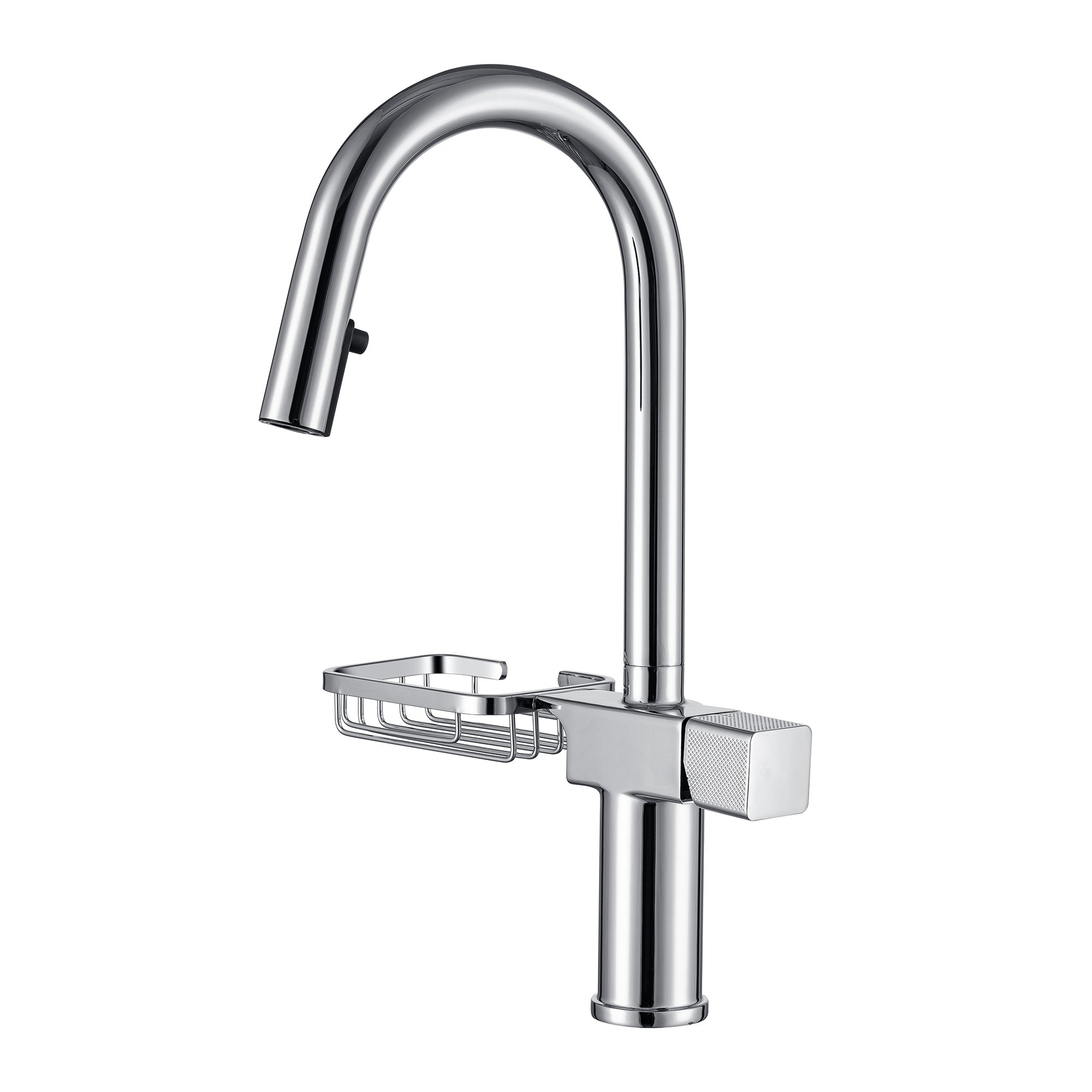 High Arc Pull-Down Kitchen Faucet - Single Hole Stainless Steel, Modern Sink Faucet (Chrome)