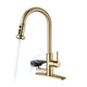 3-in-1 Kitchen Faucet with Press-Type Glass Rinser, Universal for 1 & 3 Holes, High-Arc Pull-Down Sprayer with 3 Function Spray Mode, Brushed Gold Finish