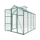 6ft x 8ft Heavy‑Duty Aluminum Walk‑In Greenhouse — Wind‑Resistant Polycarbonate Panels with Raised Base & Drainage System Green