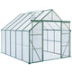 8ft x 10ft Heavy‑Duty Aluminum Walk‑In Greenhouse — Double Doors Adjustable Roof & Polycarbonate Panels Green
