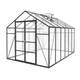 10ft x 12ft Heavy‑Duty Aluminum Walk‑In Greenhouse — Raised Base Polycarbonate Panels & Drainage System Black