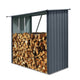 Outdoor Steel Firewood Rack with Sloped Roof Wood Shed — 85.5" Wide, Black