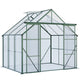 8ft x 6ft Heavy‑Duty Aluminum Walk‑In Greenhouse — Double Doors Adjustable Roof & Polycarbonate Panels Green