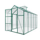 6ft x 10ft Heavy‑Duty Aluminum Walk‑In Greenhouse — Wind‑Resistant Polycarbonate Panels with Raised Base & Drainage System Green