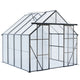 8ft x 8ft Heavy‑Duty Aluminum Walk‑In Greenhouse — Double Doors Polycarbonate Panels Raised Base & Drainage System Black