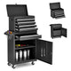5-Drawer Rolling Tool Chest – Detachable Black Tool Cabinet with Lock & Adjustable Shelf