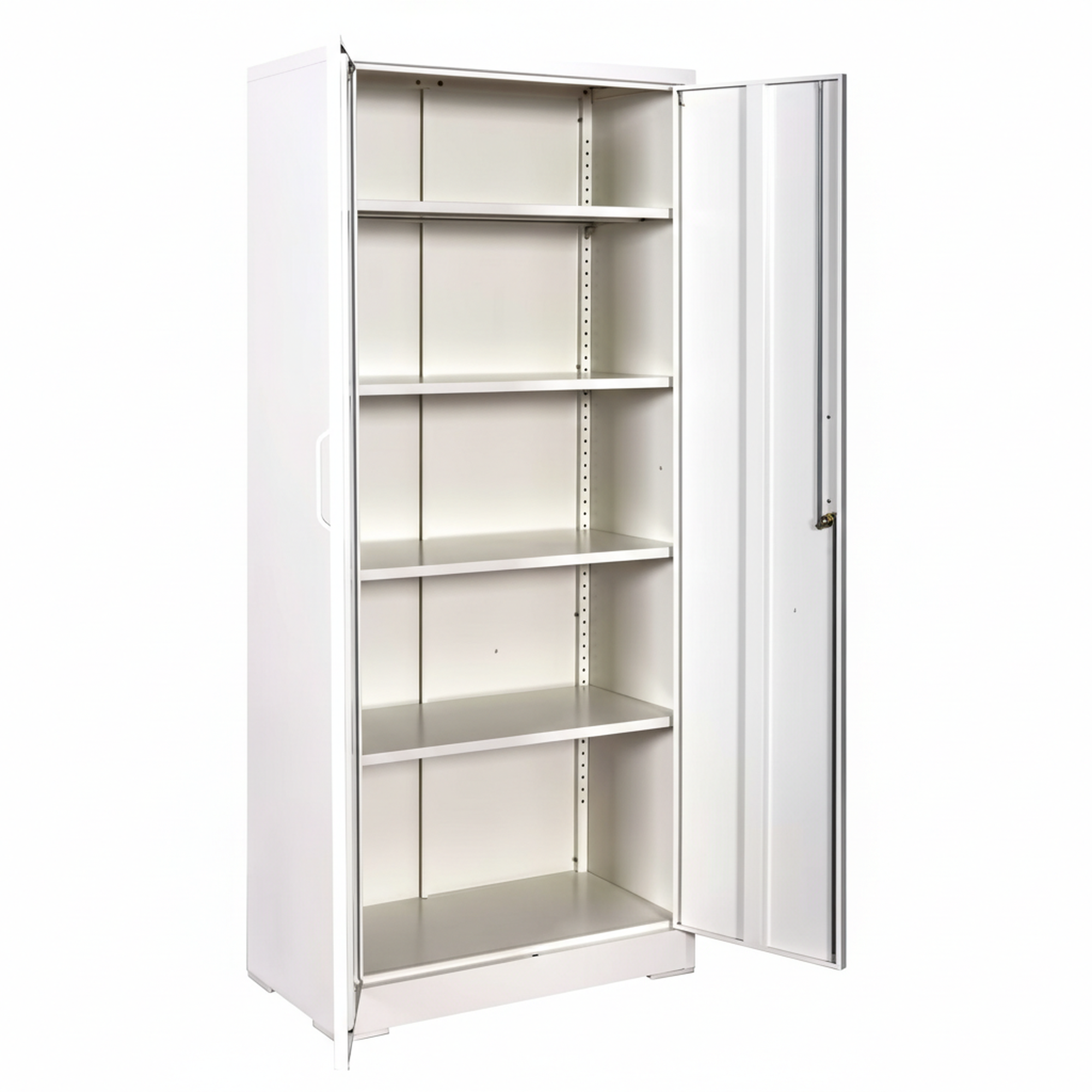 Container Furniture Direct Ironclad 71" Metal Storage Cabinet with Locking Doors and 4 Adjustable Shelves, Heavy-Duty Steel Cabinet for Garage, Laundry, Office, or Warehouse, Cream White