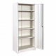 Container Furniture Direct Ironclad 71" Metal Storage Cabinet with Locking Doors and 4 Adjustable Shelves, Heavy-Duty Steel Cabinet for Garage, Laundry, Office, or Warehouse, Cream White
