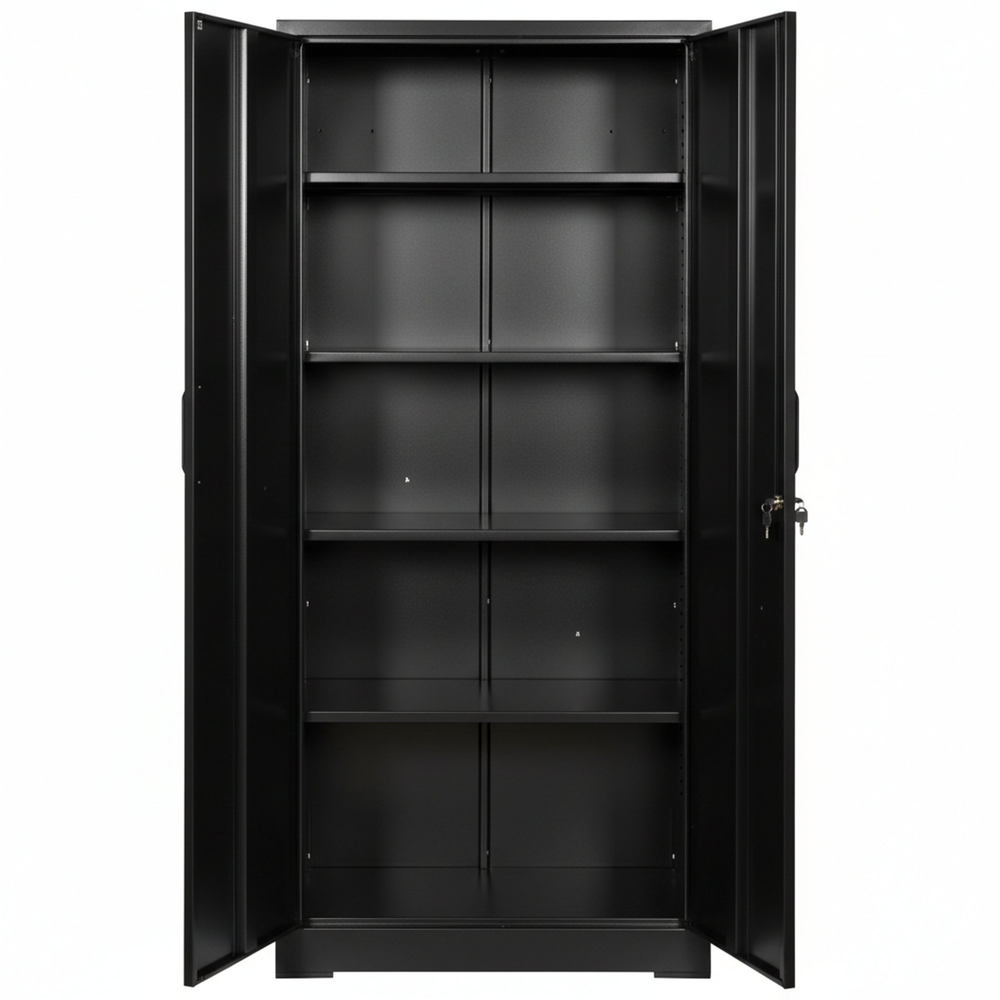Container Furniture Direct Ironclad 71" Metal Storage Cabinet with Locking Doors and 4 Adjustable Shelves, Heavy-Duty Steel Cabinet for Garage, Laundry, Office, or Warehouse, Black