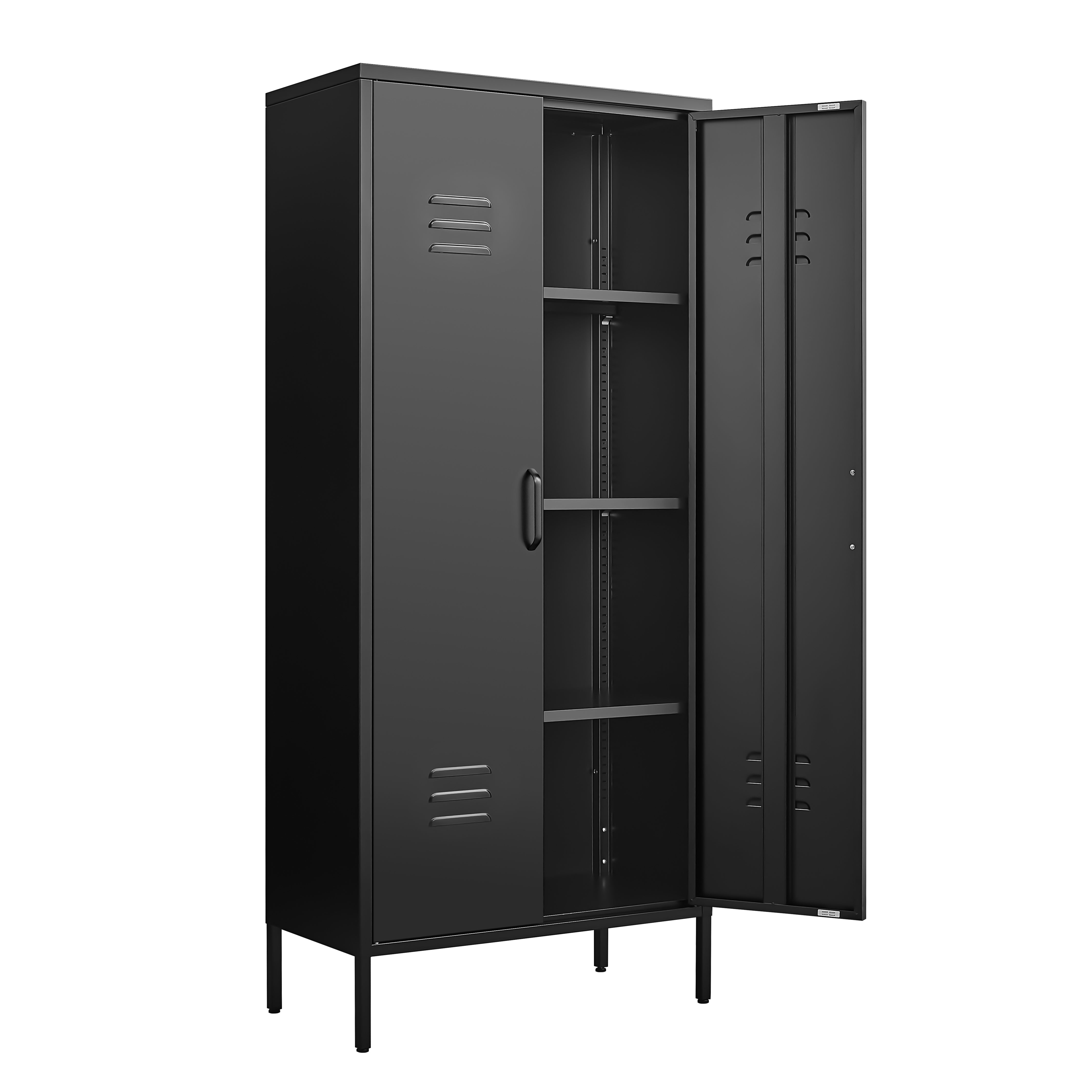 Metal Storage Locker Cabinet with Adjustable Shelves, Multipurpose Freestanding Organizer for Bedroom, Bathroom, Home Office