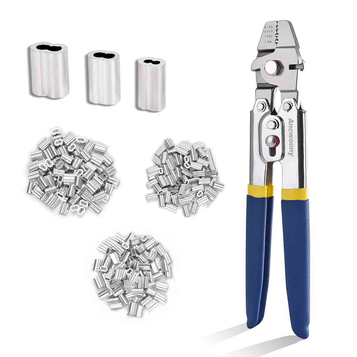 Wire Rope Crimping Swaging Tool Kit for Wire Cable Crimps Aluminum Double Barrel - HomeDIYer