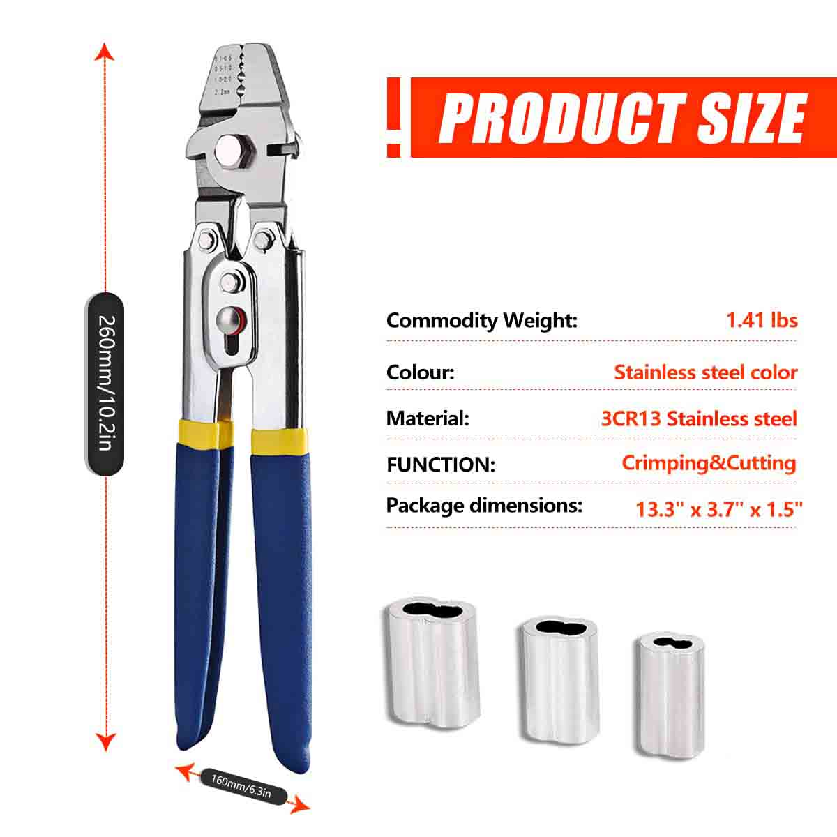 Wire Rope Crimping Swaging Tool Kit for Wire Cable Crimps Aluminum Double Barrel - HomeDIYer