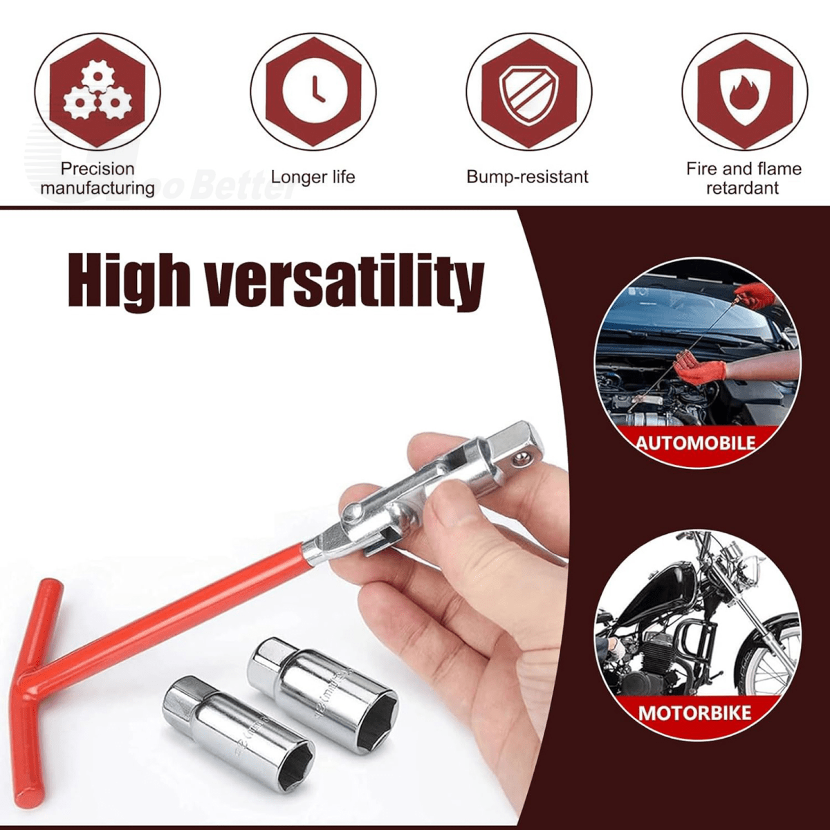 3Pcs Spark Plug Removal Tool 16 21mm T - Handle Flexible Spanner Socket Wrench Set - HomeDIYer