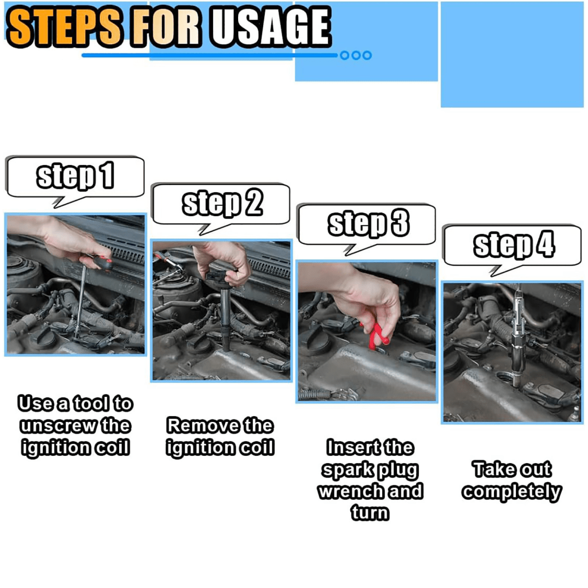 3Pcs Spark Plug Removal Tool 16 21mm T - Handle Flexible Spanner Socket Wrench Set - HomeDIYer