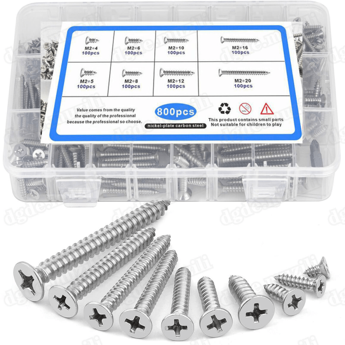 800Pcs Nickel Plated Countersunk Self Tapping Wood Screws Chipboard Screws Set - HomeDIYer