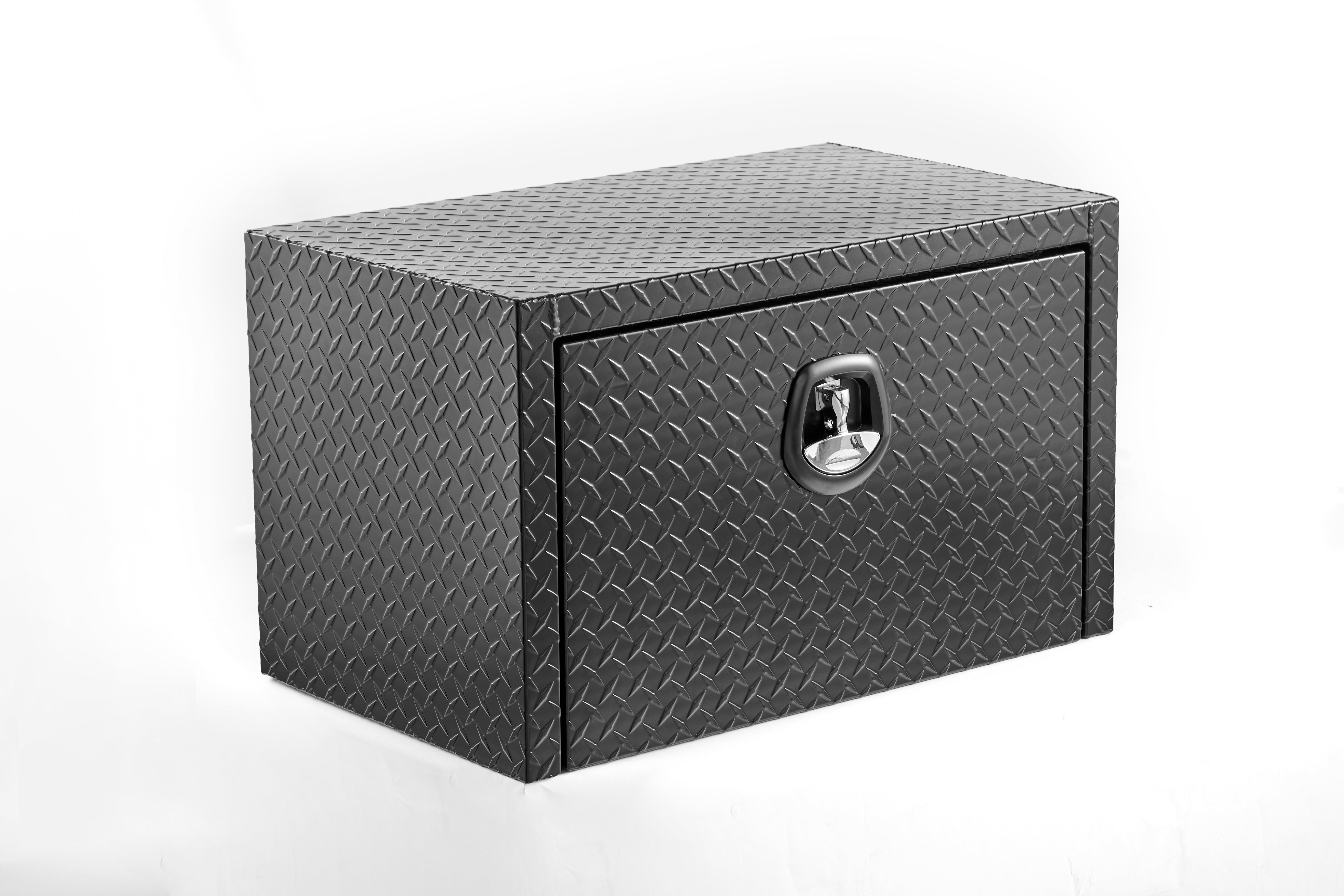 30" Aluminum Underbody Truck Tool Box — Matte Black Diamond Plate, Waterproof & Lockable
