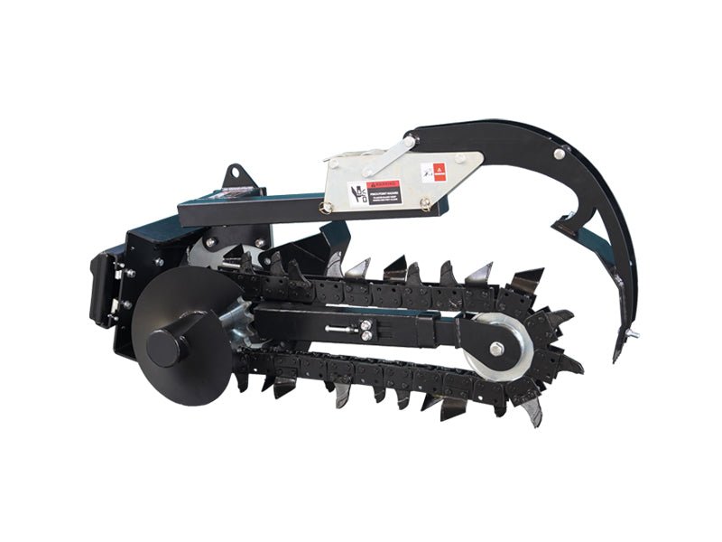 Skid Steer Trenchers Attachment with Adjustable Depth Control Foot, Universal Mount Plate - HomeDIYer