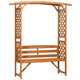 Garden Bench Arbor Arch with Pergola Top & 2 Trellises, 3-Seat Solid Fir Wood, 528 lb Capacity, Brown