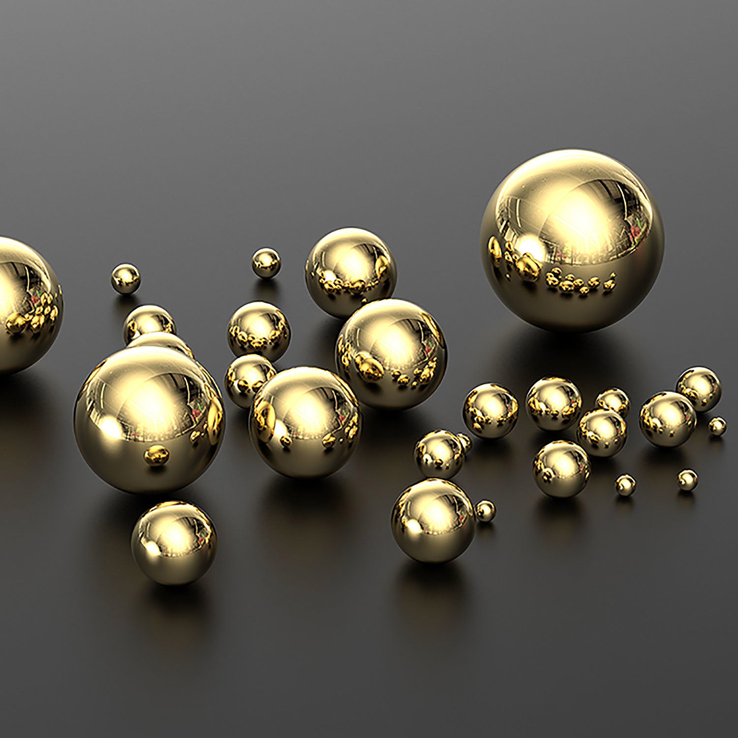 Close-up of brass balls showing golden finish and smooth polished surface