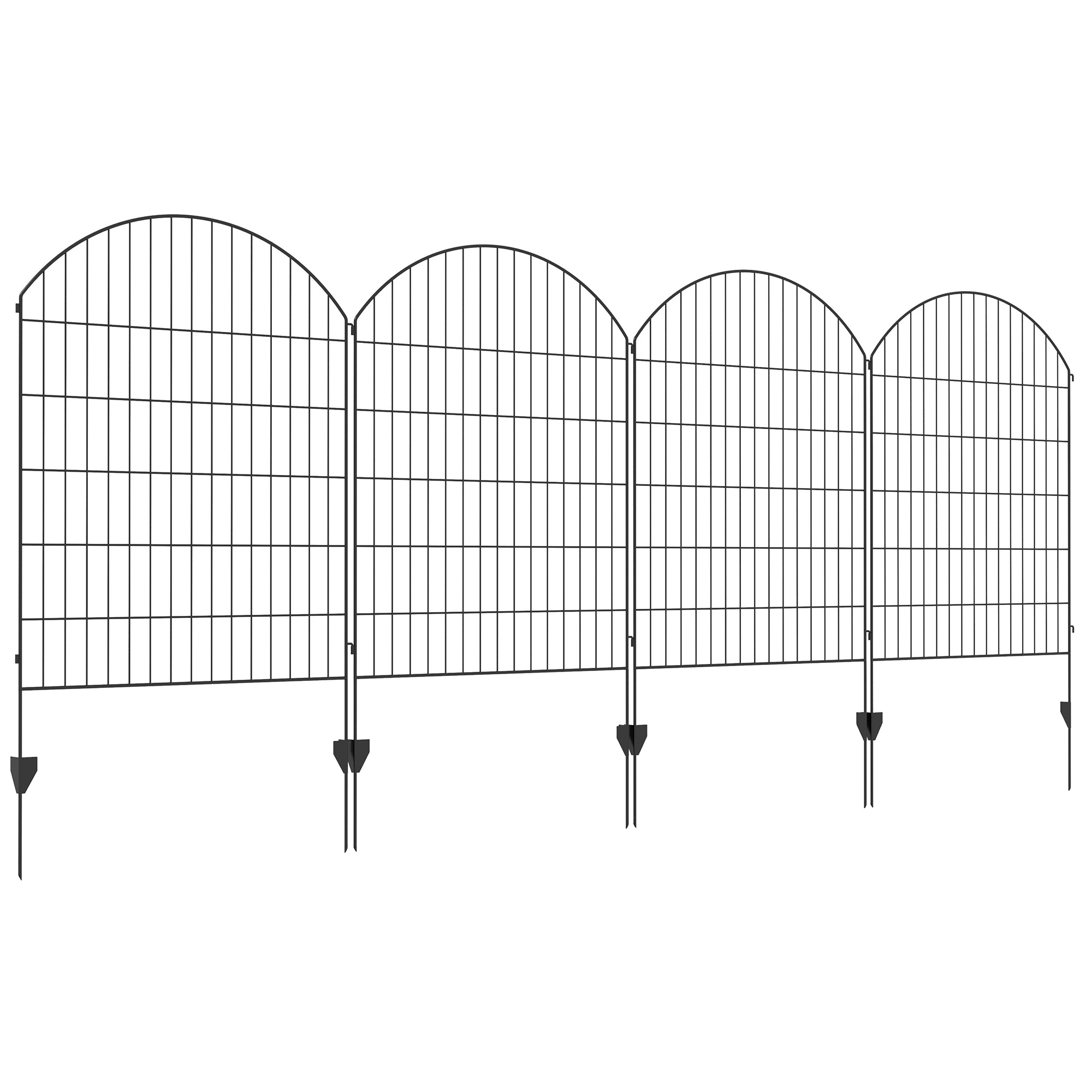 Outsunny Garden Fence, 4 Pack Steel Fence Panels, 11.4' L x 43" H, Rust-Resistant Animal Barrier Decorative Border Flower Edging for Yard, Landscape, Patio, Outdoor Decor, Grids