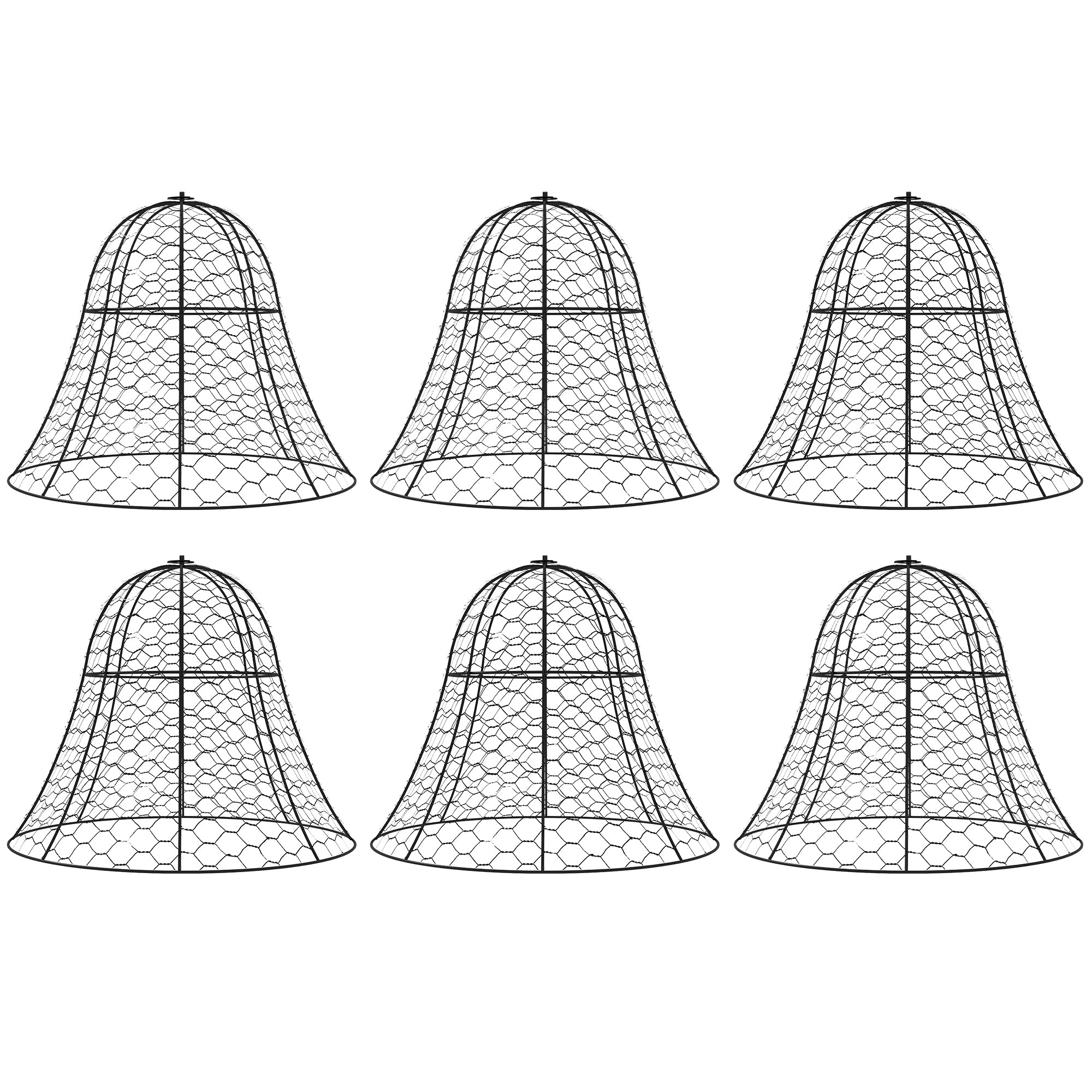 Garden Chicken Wire Cloche, 16" x 13" Stackable Animal Plant Protectors, 6 Pack of Metal Crop Cages to Keep Animals Out, Black