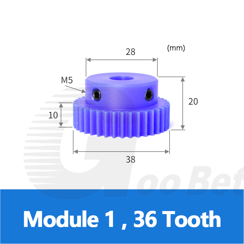 Nylon Mod 1 Spur Gear 15-150 Tooth with Step Pinion Motor Gears Bore 4-16mm Blue