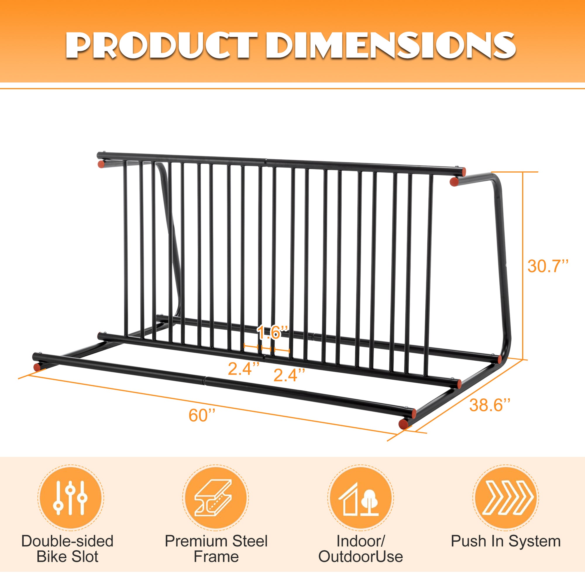 10-Bike Floor Bike Rack – Heavy-Duty Freestanding Metal Bicycle Storage for Garage, Storefront & School
