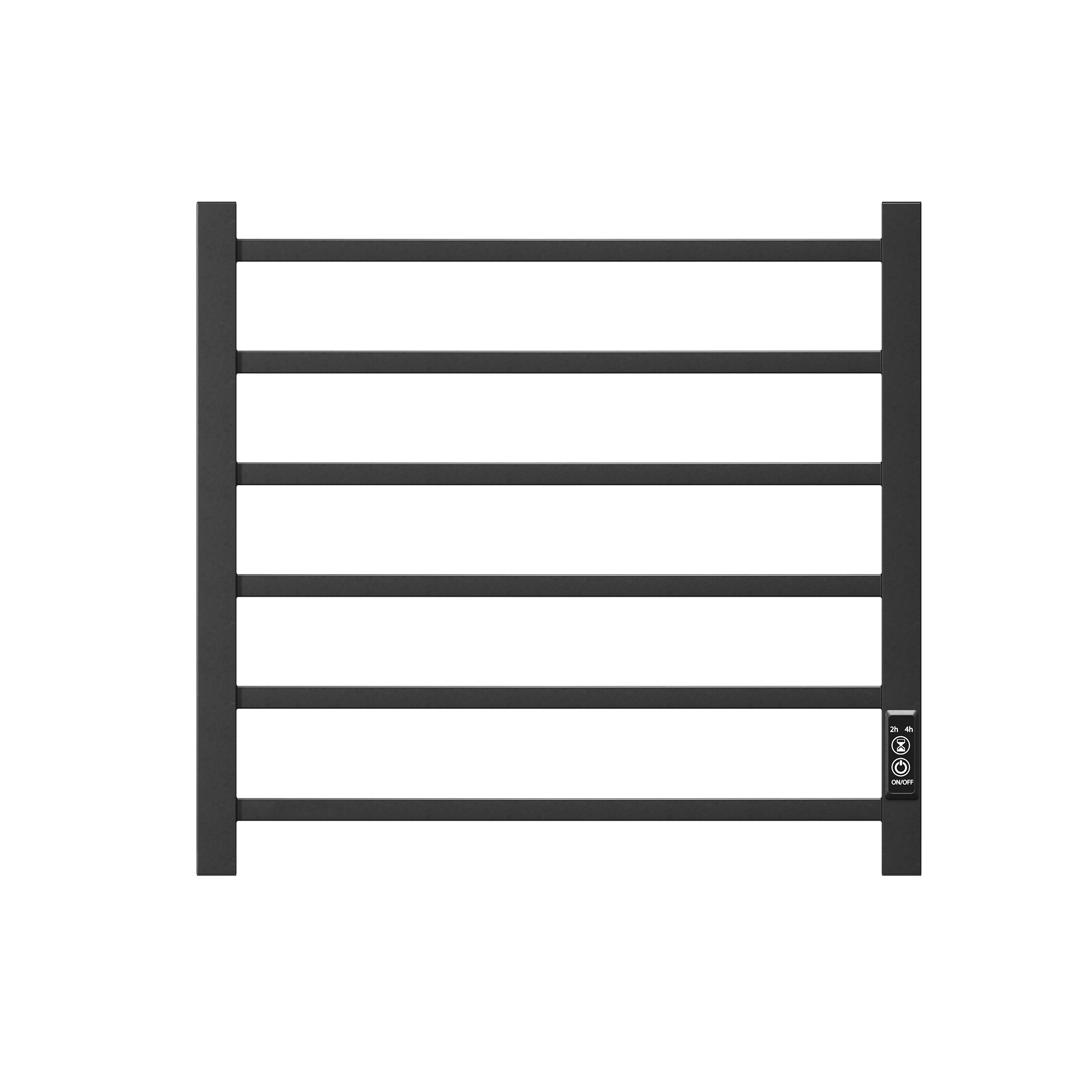 6-Bar Electric Heated Towel Warmer – Plug-in Wall Mount Towel Rack with Timer, Matt Black