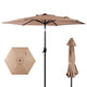7.5 ft Patio Umbrella with Crank & 45° Tilt, PA Waterproof Polyester, 6-Rib Steel Frame, Top Vent – Brown (Base Not Included)