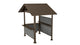 9.4x6.2FT Hardtop Grill Gazebo with Storage Shelves & Resin Shade System, Galvanized Steel, Brown
