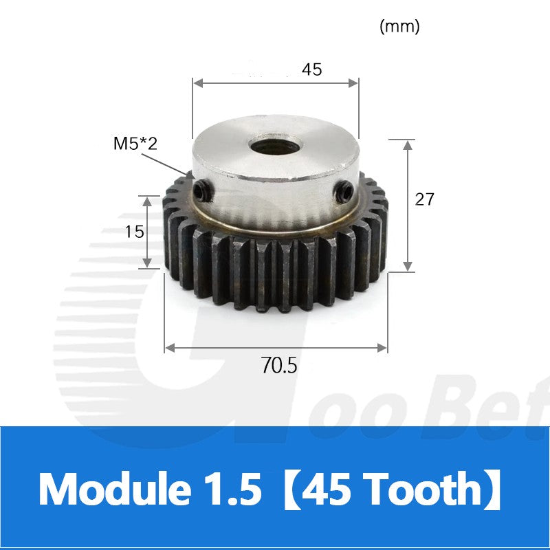Spur Gear C45 Steel Mod 1.5 with Hub 12-60 Tooth Motor Pinion Hardened Precision