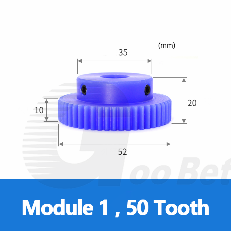 Nylon Mod 1 Spur Gear 15-150 Tooth with Step Pinion Motor Gears Bore 4-16mm Blue