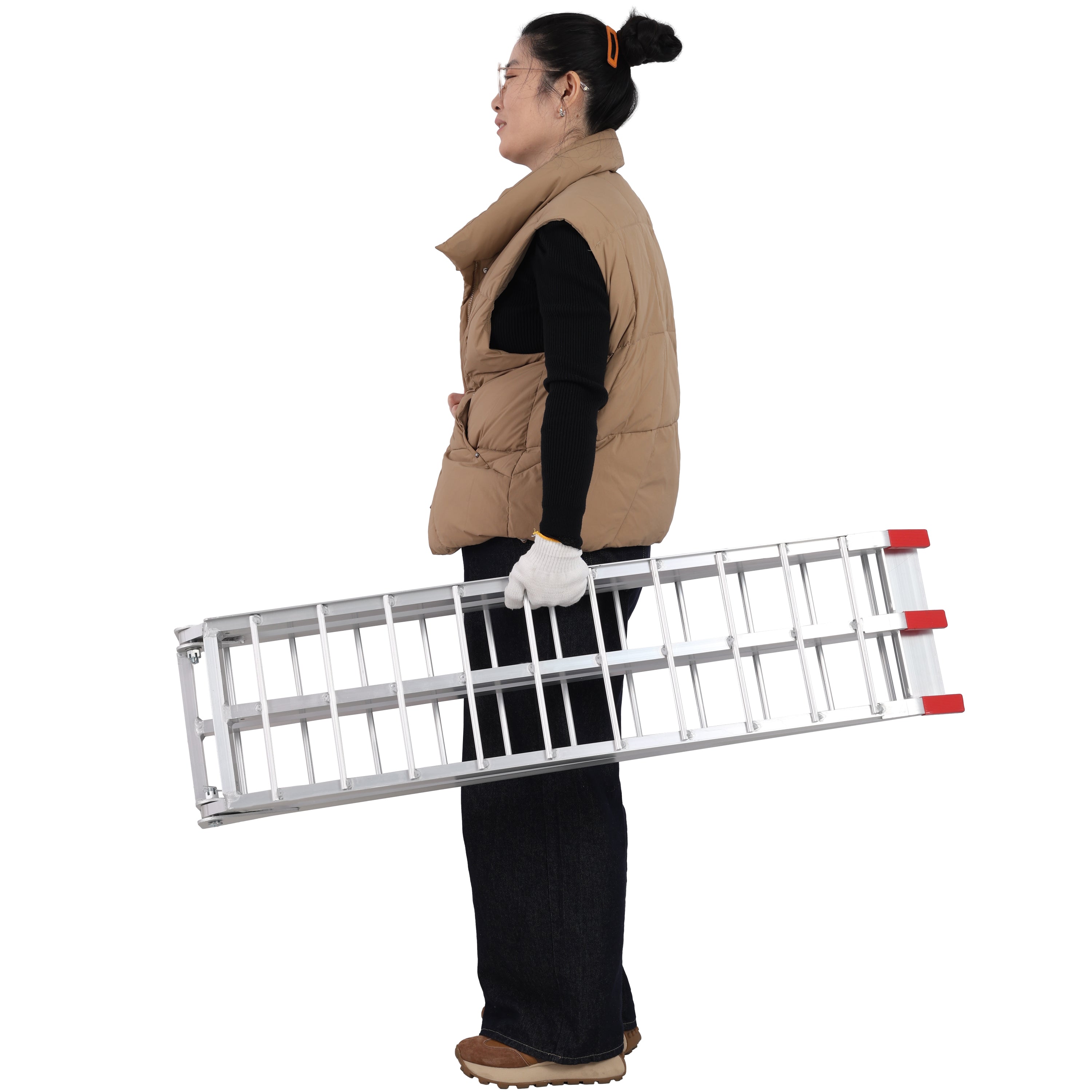 7.5FT Aluminum Loading Ramps, 1500 Lbs Capacity per pair, With safety straps, Motorcycle Ramp, ATV Truck Ramps, Tailgate Ramps, Four Wheeler Ramps for Trucks, Lawn Mower, UTV, 1 PAIR, SILVER Color