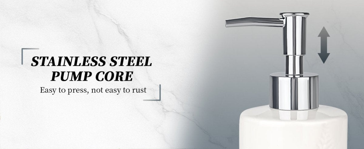 Bathroom Accessory Set, 3 Pcs Ceramic Sets with Toothbrush Holder, Soap Dispenser, Soap Dish, Modern Bathroom Sink Set Vanity Countertop Decor, White Tumbler Cup with Leaf - Look - HomeDIYer