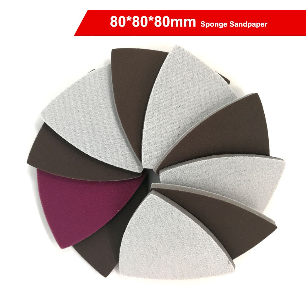 80*80*80mm Triangle Sponge Sandpaper 0 - 3 Hole Red Sanding Paper Pads Sheets