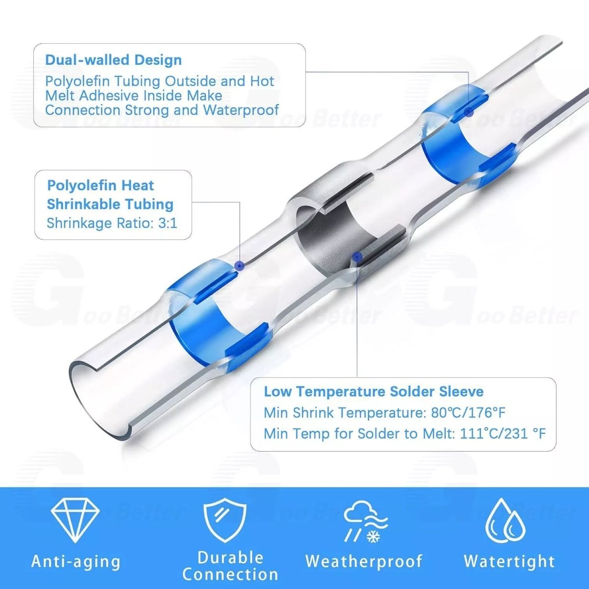 800pcs Solder Seal Butt Wire Connectors Heat Shrink Sleeve Waterproof Terminals - HomeDIYer